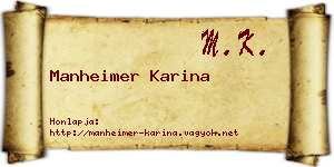 Manheimer Karina névjegykártya